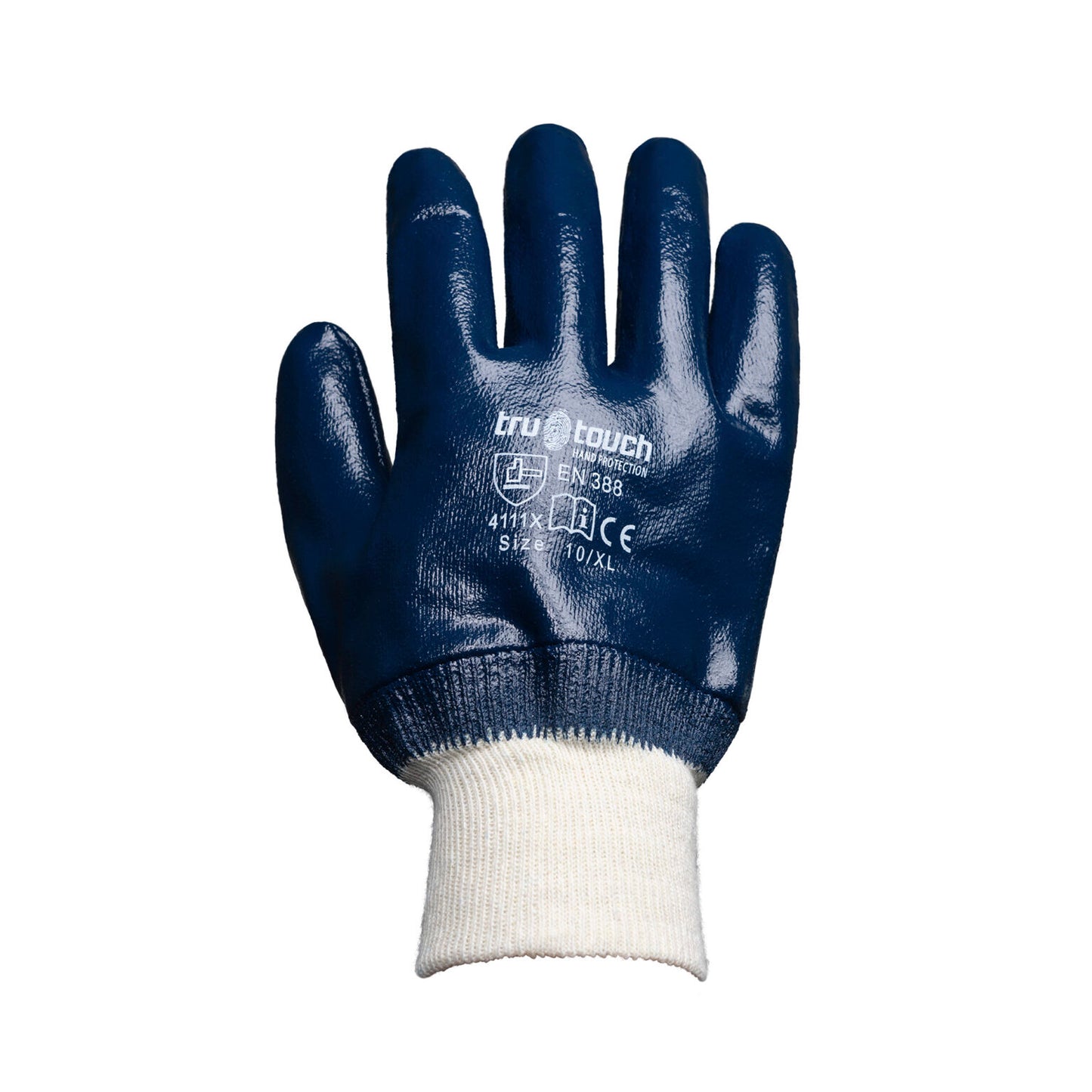 Tru Touch Blue Nitrile Heavy Duty Knit Wrist Gloves (12 Gloves)